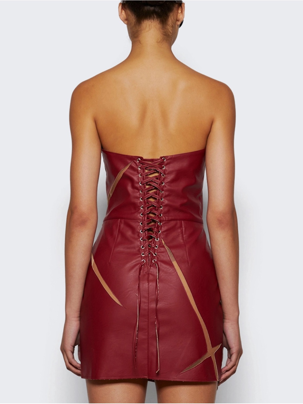 Strapless Wine-Red Cutout Mini Dress — image 7 of 7